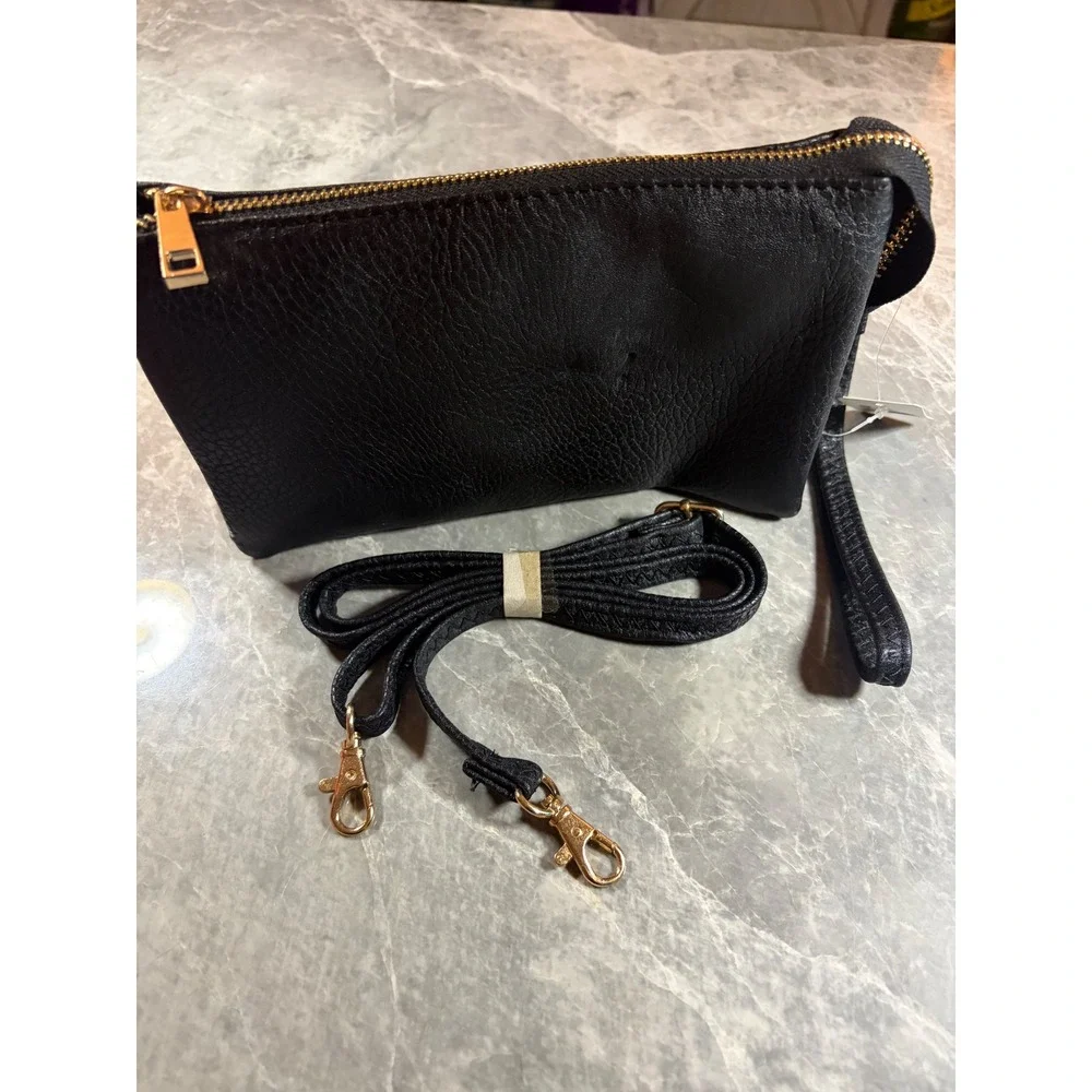 Smart Trend || Wristlet Crossbody || OS || Black Pebbled || Vegan Leather NEW